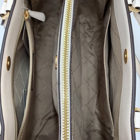 Michael Kors Daria Large Satchel Bag Leather Light Cream - Picture 11 of 16